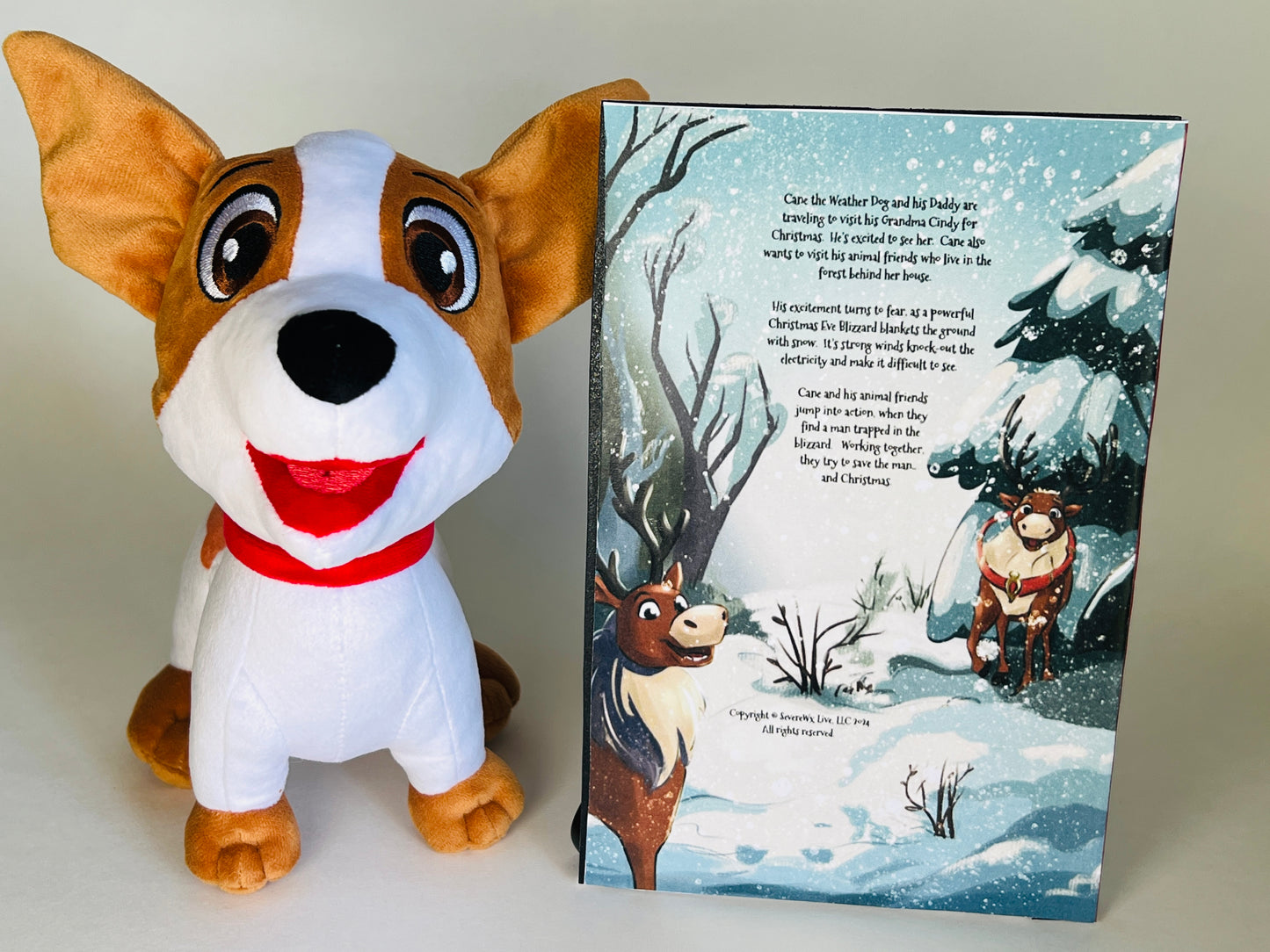 Cane Plush Doll & "The Christmas Eve Blizzard" Hardcover Bundle